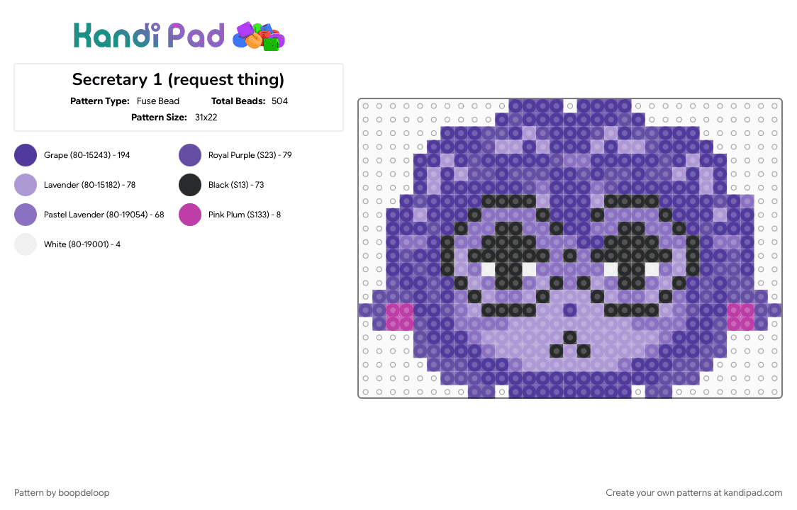 Secretary 1 (request thing) - Fuse Bead Pattern by boopdeloop on Kandi Pad - animal hospital, purple, request