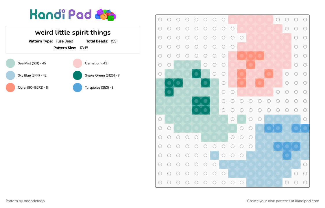 weird little spirit things - Fuse Bead Pattern by boopdeloop on Kandi Pad - beige, cotdghosts, light blue, small, spirits