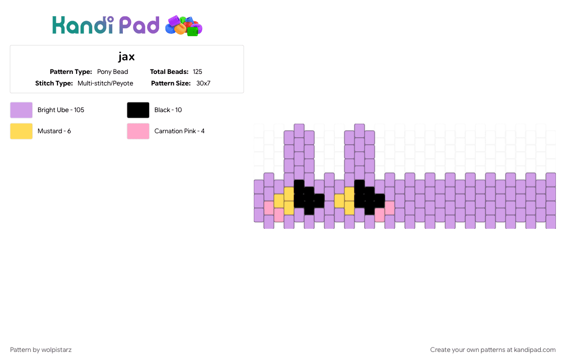 jax - Pony Bead Pattern by wolpistarz on Kandi Pad - pink