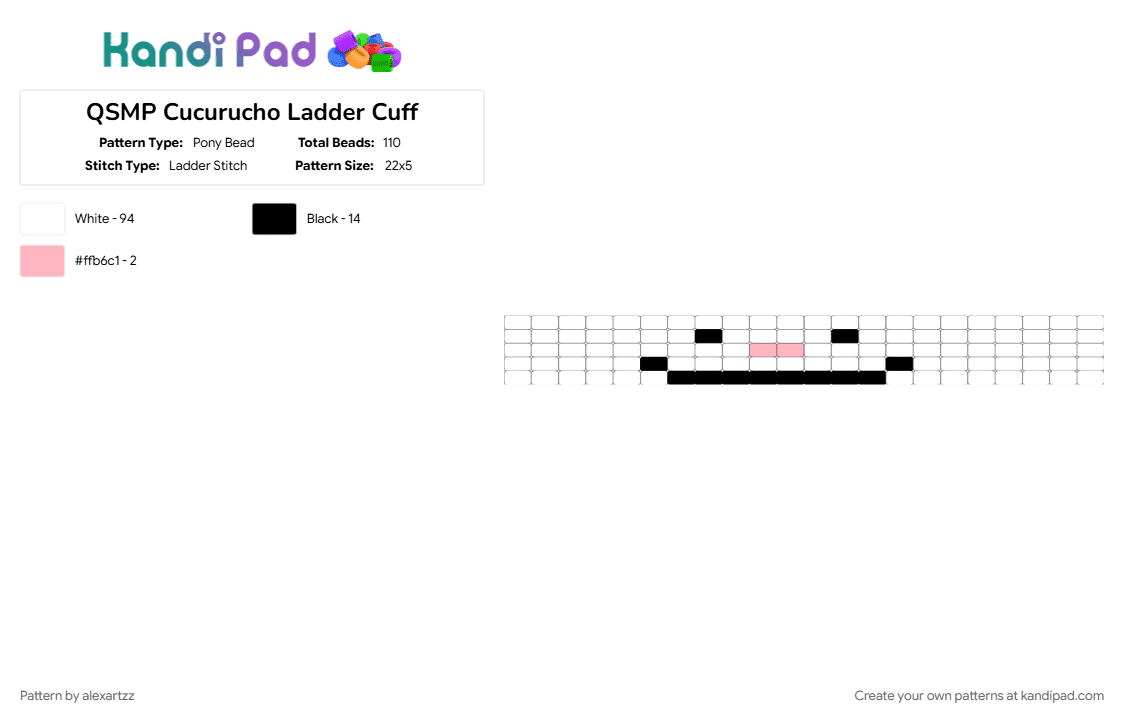 QSMP Cucurucho Ladder Cuff - Pony Bead Pattern by alexartzz on Kandi Pad - mcyt, minecraft, qsmp, qsmp2, white