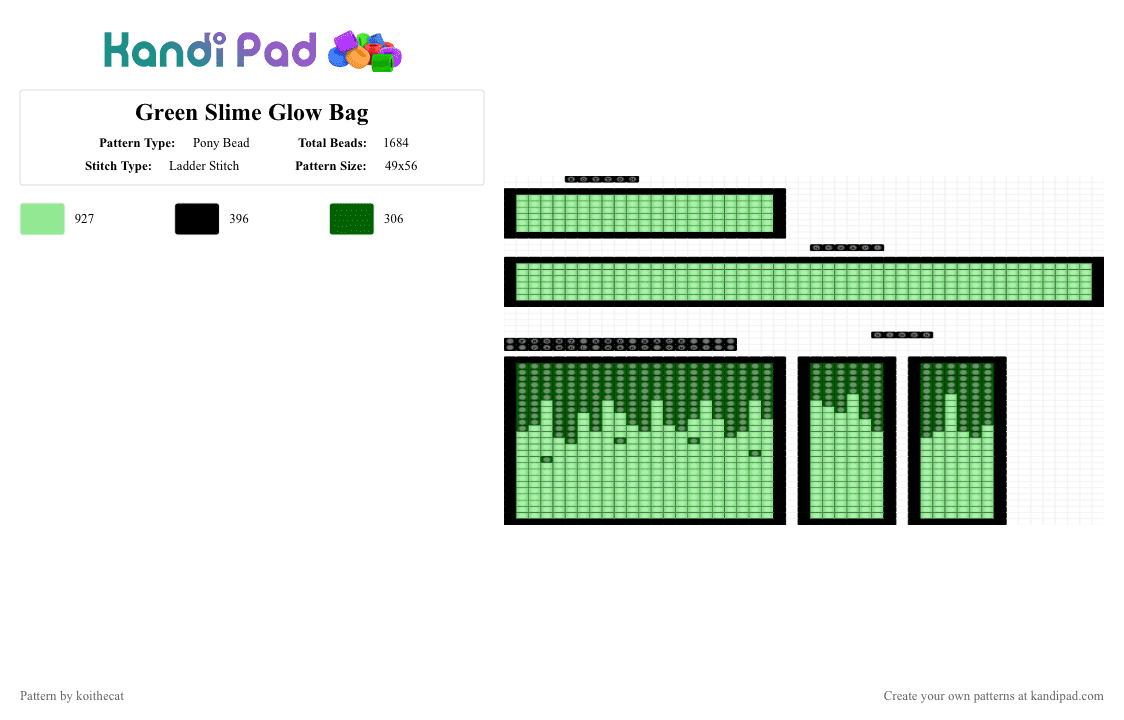 Green Slime Glow Bag - Pony Bead Pattern by koithecat on Kandi Pad - bag, drip, glow, green, slime, teal