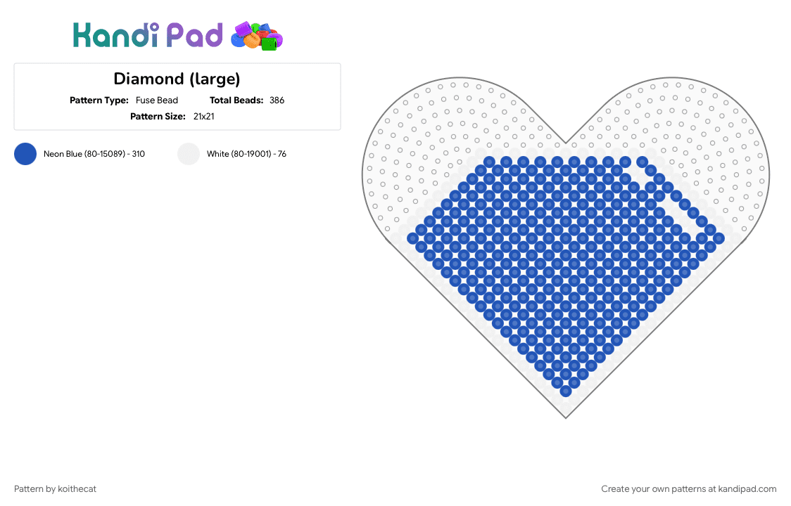 Diamond (large) - Fuse Bead Pattern by koithecat on Kandi Pad - blue, cotdvectorgraphics