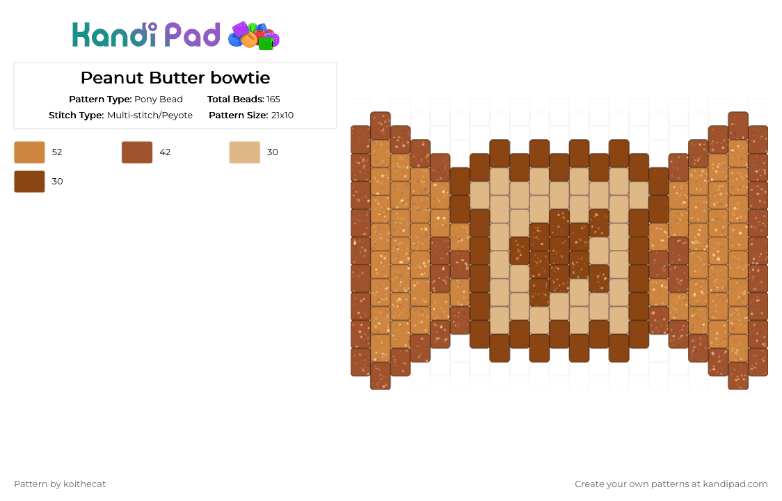 Peanut Butter bowtie - Pony Bead Pattern by koithecat on Kandi Pad - bow, bowtie, red