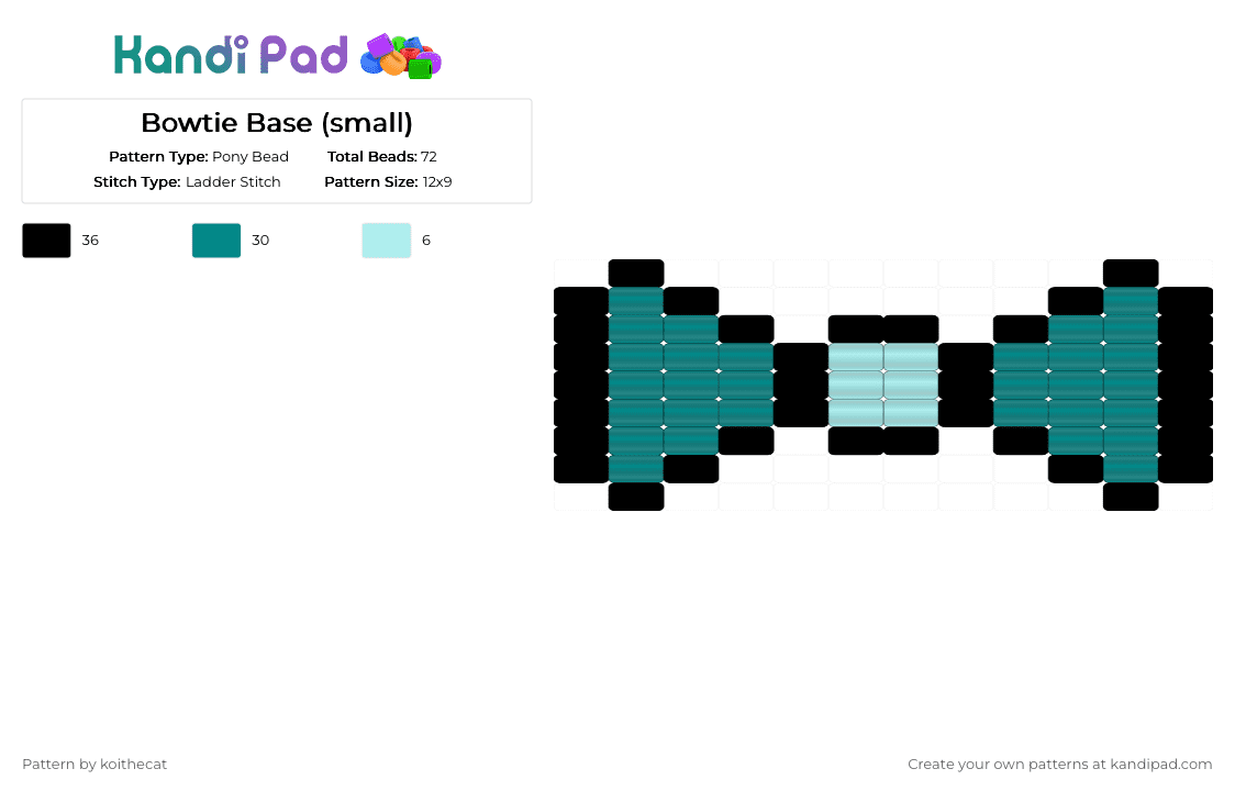 Aqua Pearl Bowtie - Pony Bead Pattern by koithecat on Kandi Pad - bow, bowtie, pearl, teal