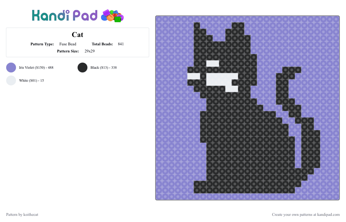 Cat - Fuse Bead Pattern by koithecat on Kandi Pad - 