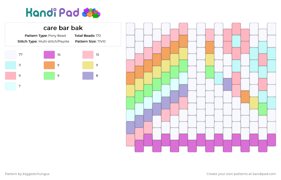 care bar bak - Pony Bead Pattern by biggestchungus on Kandi Pad - pink, white