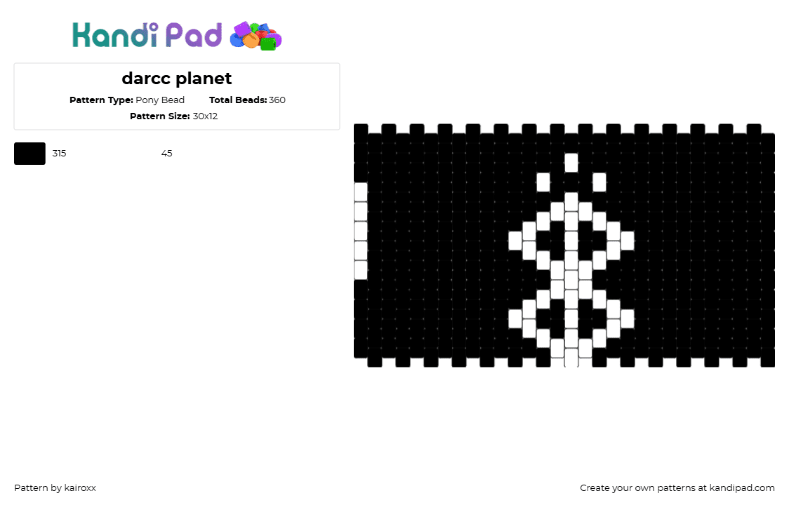 darcc planet - Pony Bead Pattern by kairoxx on Kandi Pad - darcc planet,ouija macc,album,music,cuff,black,white