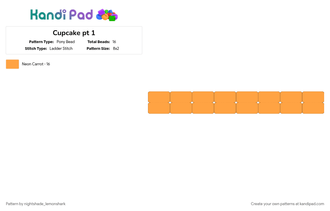 Cupcake pt 1 - Pony Bead Pattern by -puppet_b1tch- on Kandi Pad - cupcake, orange, sweet