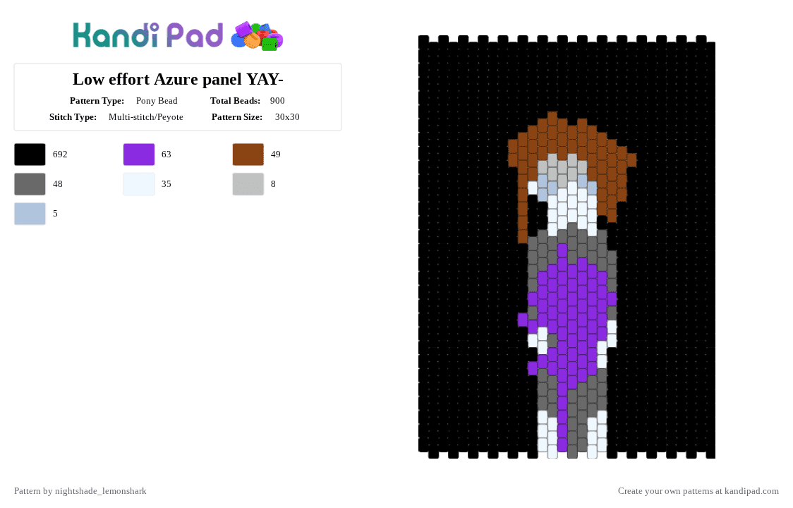Low effort Azure panel YAY- - Pony Bead Pattern by nightshade_lemonshark on Kandi Pad - azure, black, forsaken, gray, panel, purple, red