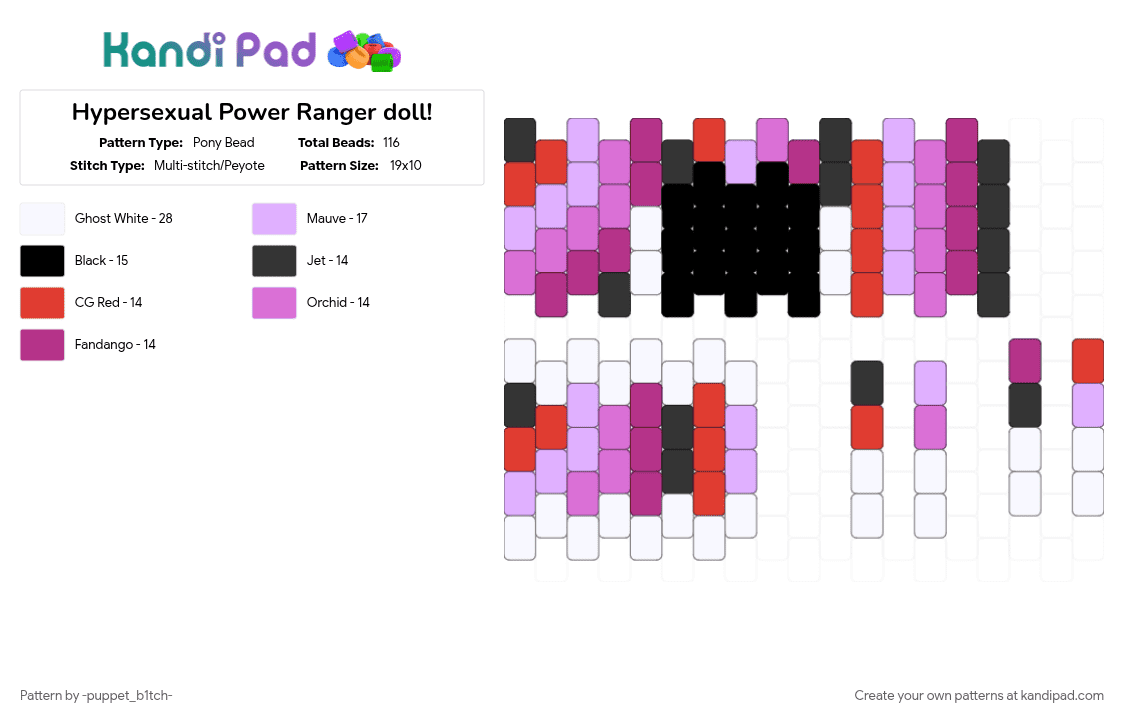 Hypersexual Power Ranger doll! - Pony Bead Pattern by -puppet_b1tch- on Kandi Pad - hypersexual, lgbtqia, pink, power rangers, pride flag