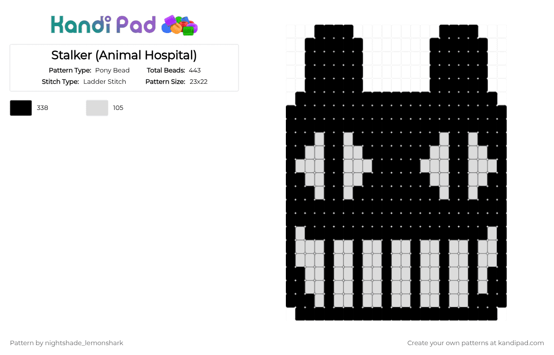 Stalker (Animal Hospital) - Pony Bead Pattern by nightshade_lemonshark on Kandi Pad - animal hospital, anomaly, black, cotdmonsters, creature, creepy, monster, spooky