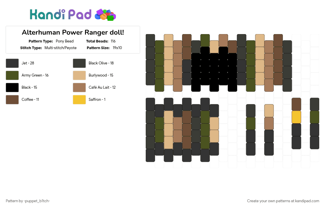 Alterhuman Power Ranger doll! - Pony Bead Pattern by -puppet_b1tch- on Kandi Pad - alterhuman, beige, black, lgbtqia, power rangers, pride flag, tan