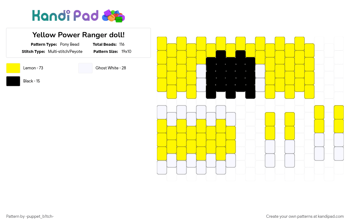 Yellow Power Ranger doll! - Pony Bead Pattern by -puppet_b1tch- on Kandi Pad - doll, power rangers, white, yellow, yellow power ranger