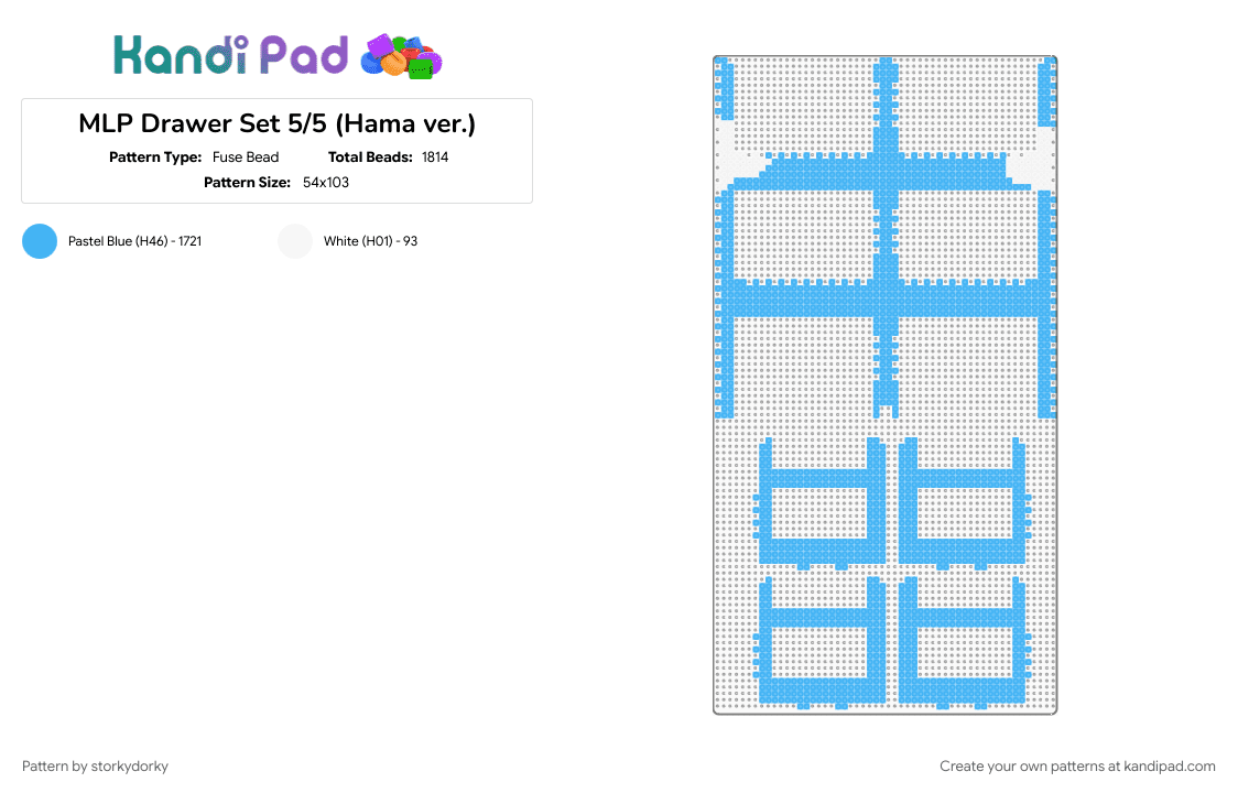 MLP Drawer Set 5/5 (Hama ver.) - Fuse Bead Pattern by storkydorky on Kandi Pad - light blue