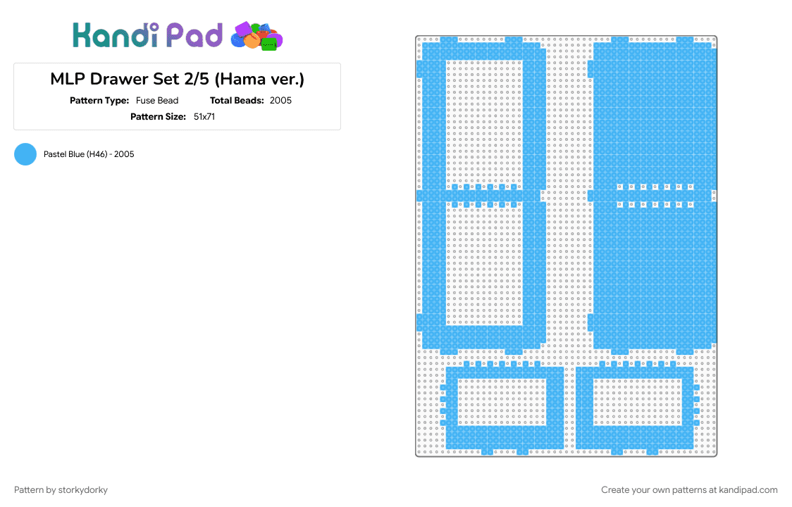 MLP Drawer Set 2/5 (Hama ver.) - Fuse Bead Pattern by storkydorky on Kandi Pad - light blue