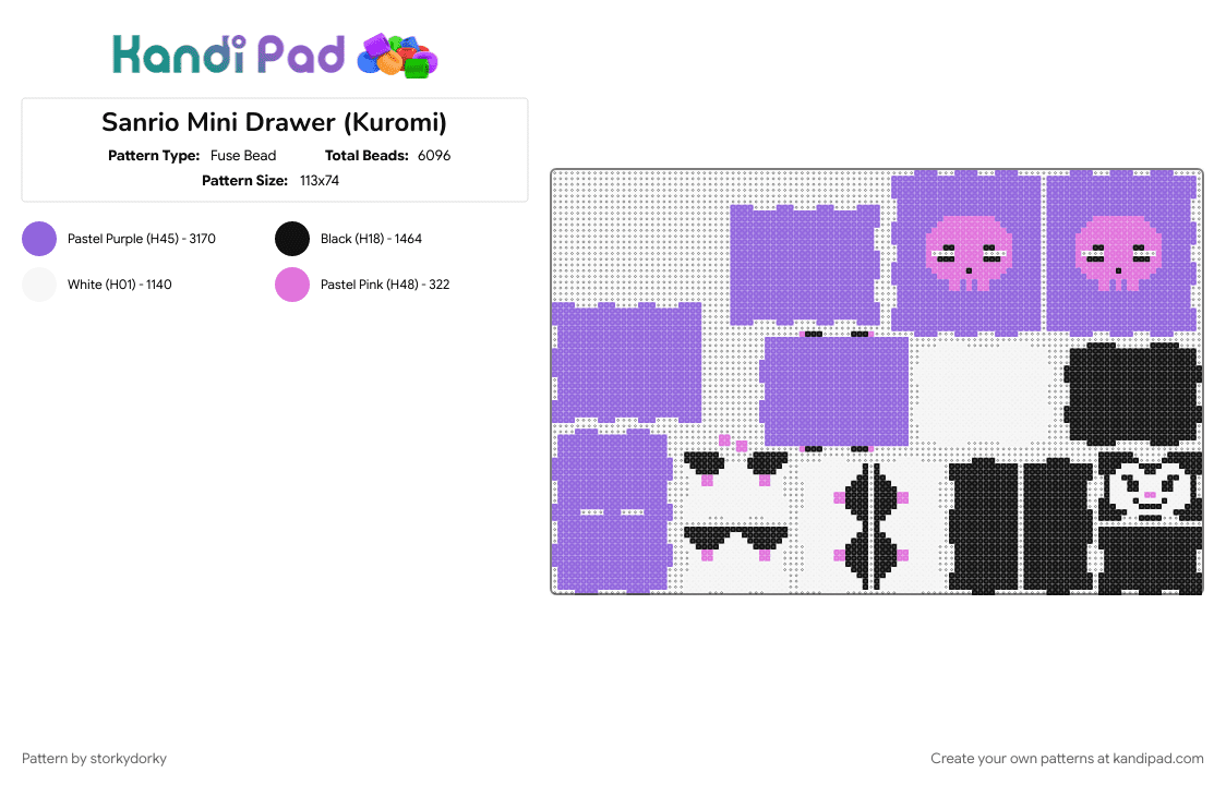 Sanrio Mini Drawer (Kuromi) - Fuse Bead Pattern by storkydorky on Kandi Pad - purple