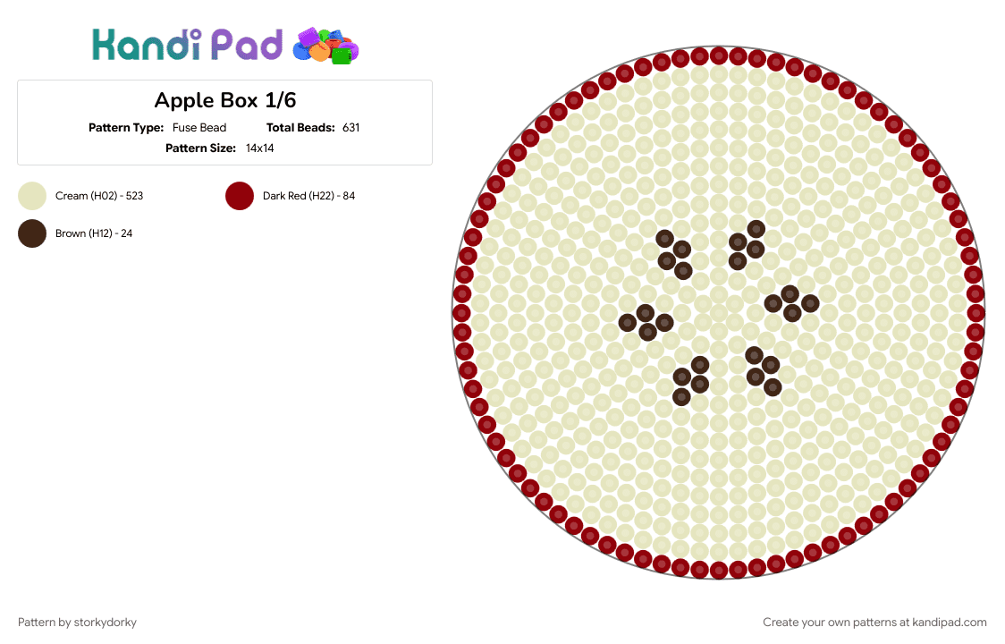 Apple Box 1/10 - Fuse Bead Pattern by storkydorky on Kandi Pad - 3d, apple, beige, box, box template, fruit