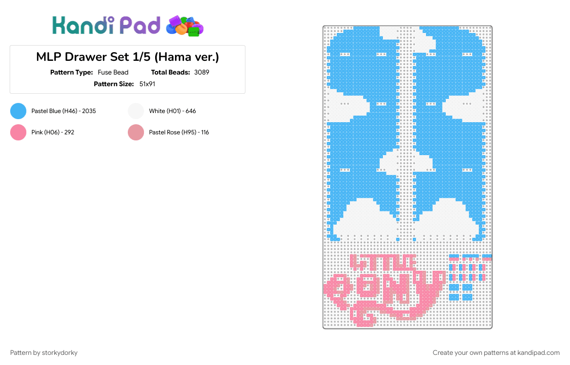 MLP Drawer Set 1/5 (Hama ver.) - Fuse Bead Pattern by storkydorky on Kandi Pad - light blue