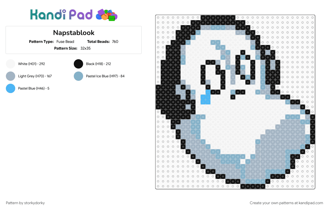 Napstablook - Fuse Bead Pattern by storkydorky on Kandi Pad - light blue, pink