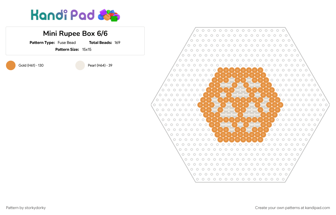 Mini Rupee Box 6/6 - Fuse Bead Pattern by storkydorky on Kandi Pad - 3d, box template, link, nintendo, orange, rupees, the legend of zelda, video game, zelda