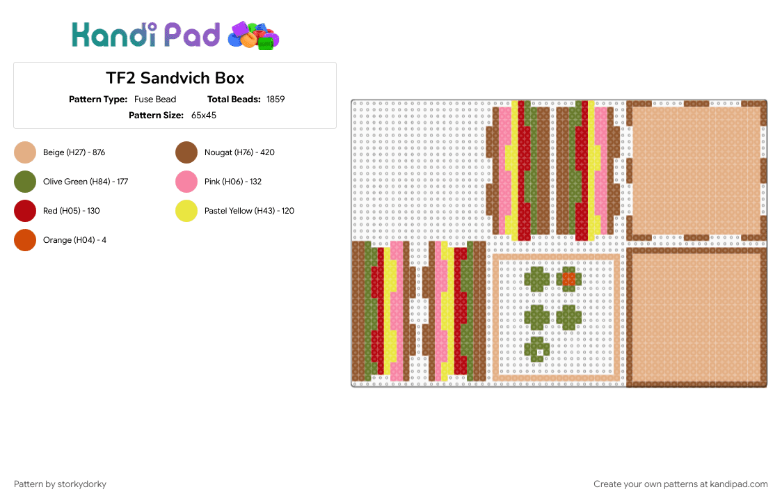 TF2 Sandvich Box - Fuse Bead Pattern by storkydorky on Kandi Pad - beige, tan