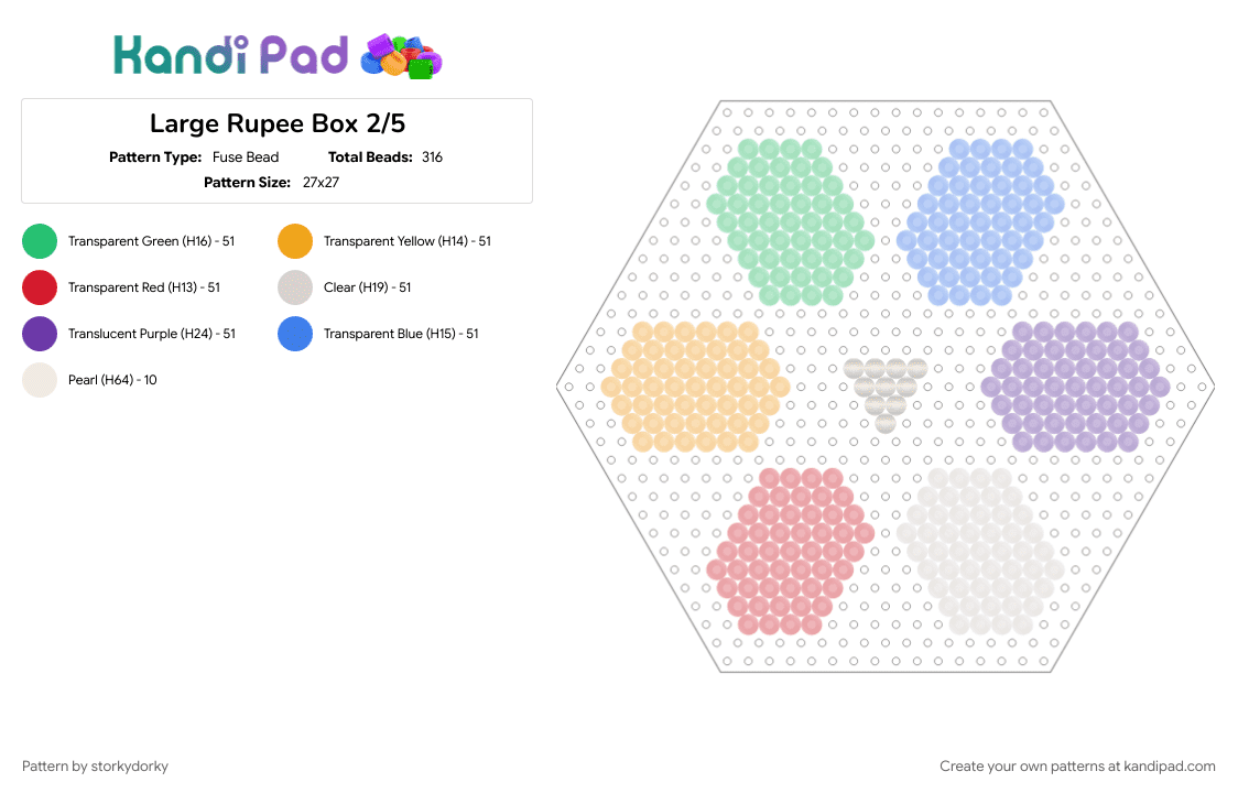 Large Rupee Box 2/10 - Fuse Bead Pattern by storkydorky on Kandi Pad - 3d, beige, blue, box template, colorful, link, nintendo, orange, rupees, the legend of zelda, video game, zelda