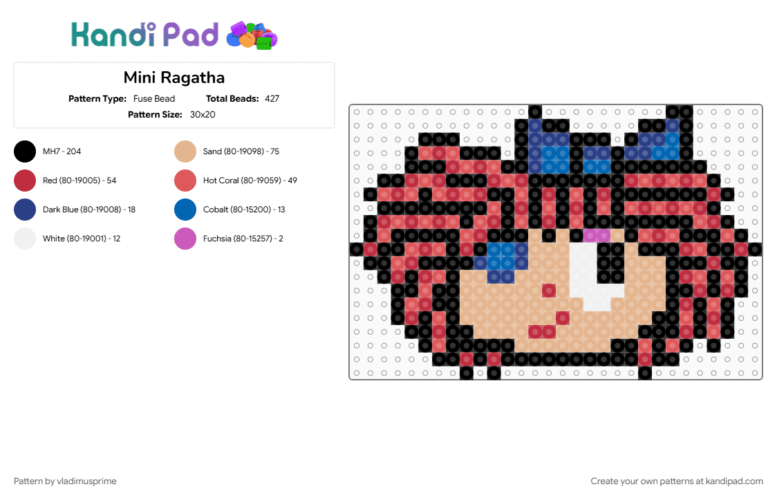 Mini Ragatha - Fuse Bead Pattern by vladimusprime on Kandi Pad - beige, black, red