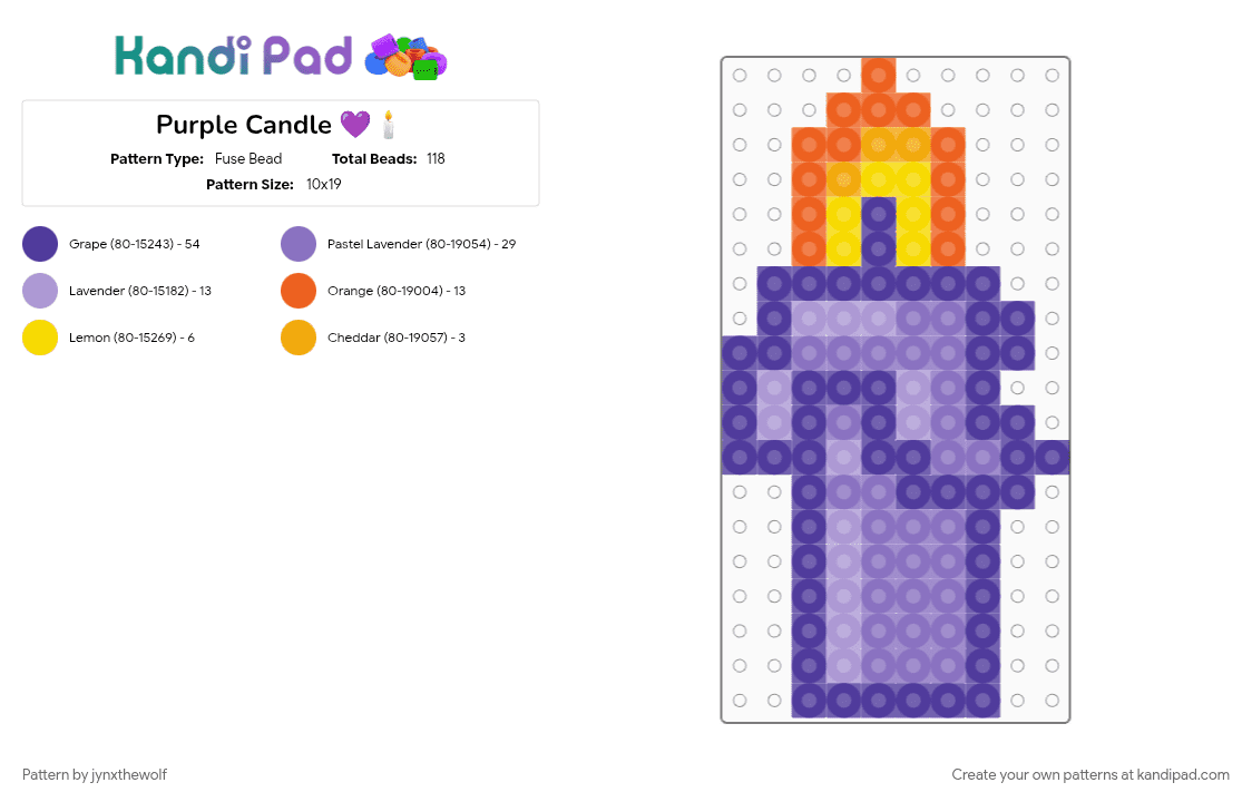 Purple Candle 💜🕯️ - Fuse Bead Pattern by jynxthewolf on Kandi Pad - blue, candle, cotdcandles, dandys world, purple, waxwell