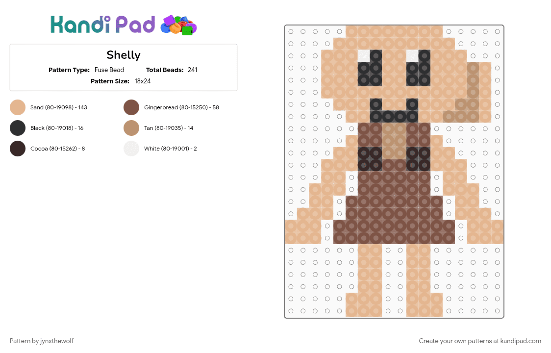 Shelly - Fuse Bead Pattern by jynxthewolf on Kandi Pad - beige, character, dandys world, fyp, gaming, shelly, shelly dandys world, video game