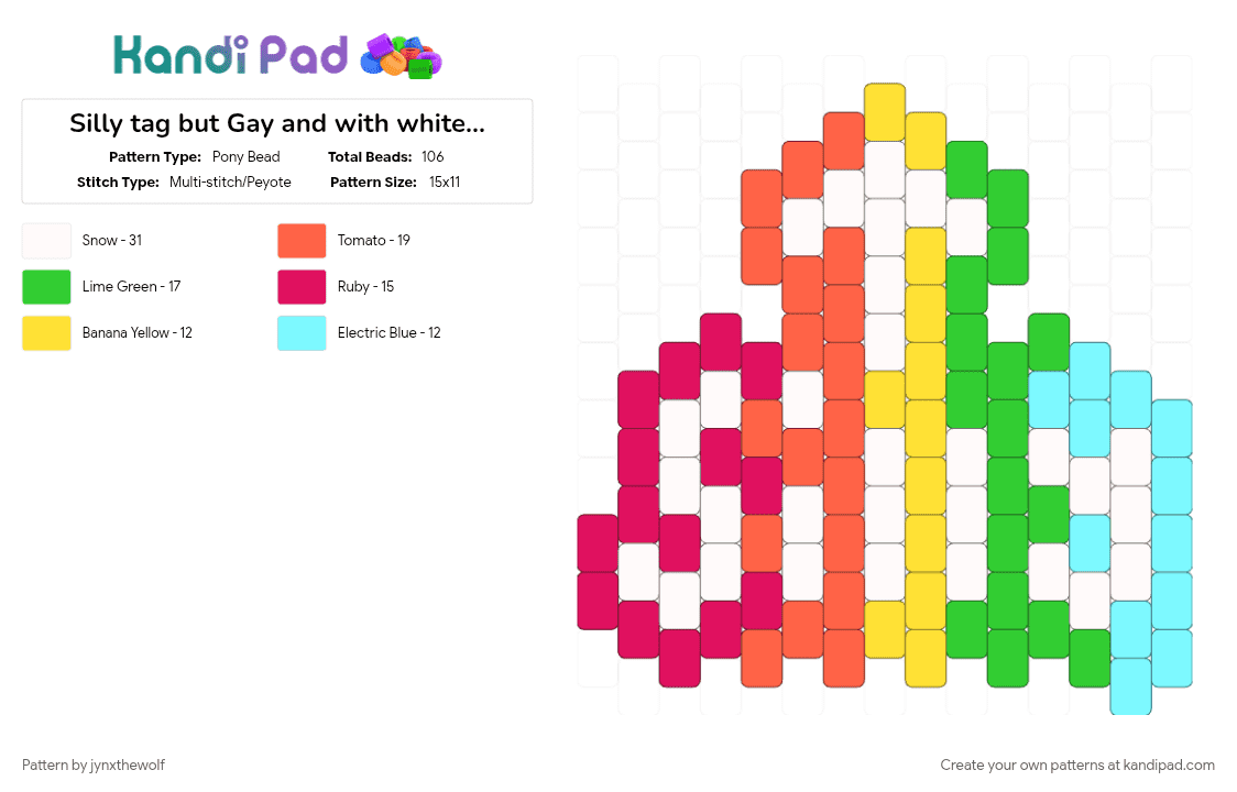 Silly tag but Gay and with white beads - Pony Bead Pattern by jynxthewolf on Kandi Pad - cotdtypography, green, pink, red, remix, silly, tag