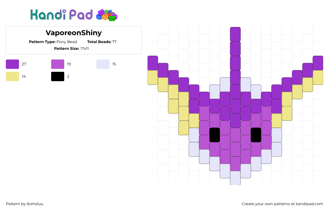 VaporeonShiny - Pony Bead Pattern by ibimsluu on Kandi Pad - purple