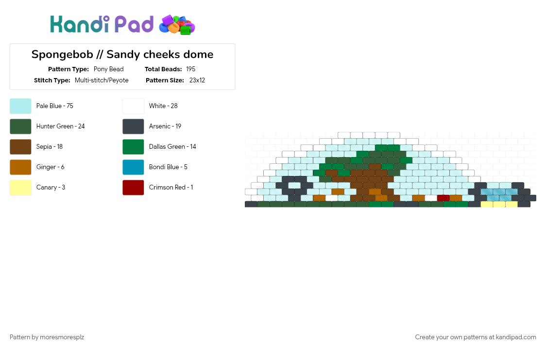 Spongebob // Sandy cheeks dome - Pony Bead Pattern by moresmoresplz on Kandi Pad - cartoon, character house, cotdunderwatercities, gray, light blue, purple, sandy cheeks, spongebob squarepants, tv show