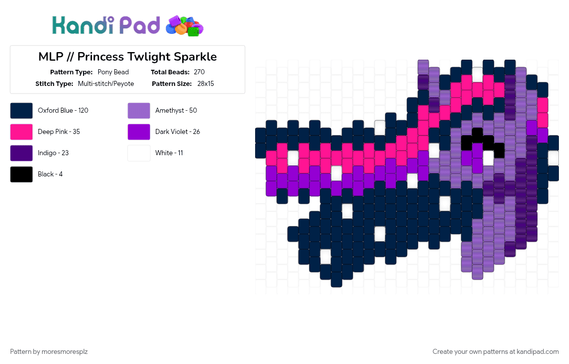 MLP // Princess Twlight Sparkle - Pony Bead Pattern by moresmoresplz on Kandi Pad - character, mlp, mlp fim, mlp gen 4, princess, purple, tv show, twilight sparkle