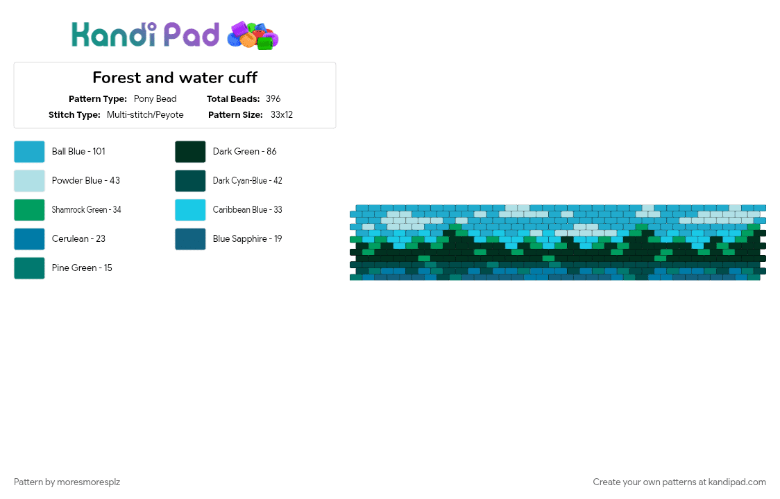 Forest and water cuff - Pony Bead Pattern by moresmoresplz on Kandi Pad - cotdforests, cuff, landscape, light blue, nature, outdoors, trees, water