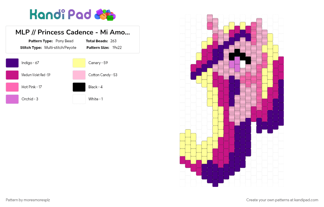 MLP // Princess Cadence - Mi Amoré Cadenza) - Pony Bead Pattern by moresmoresplz on Kandi Pad - character, mlp, mlp fim, mlp g4, pink, princess, princess cadence, tv show