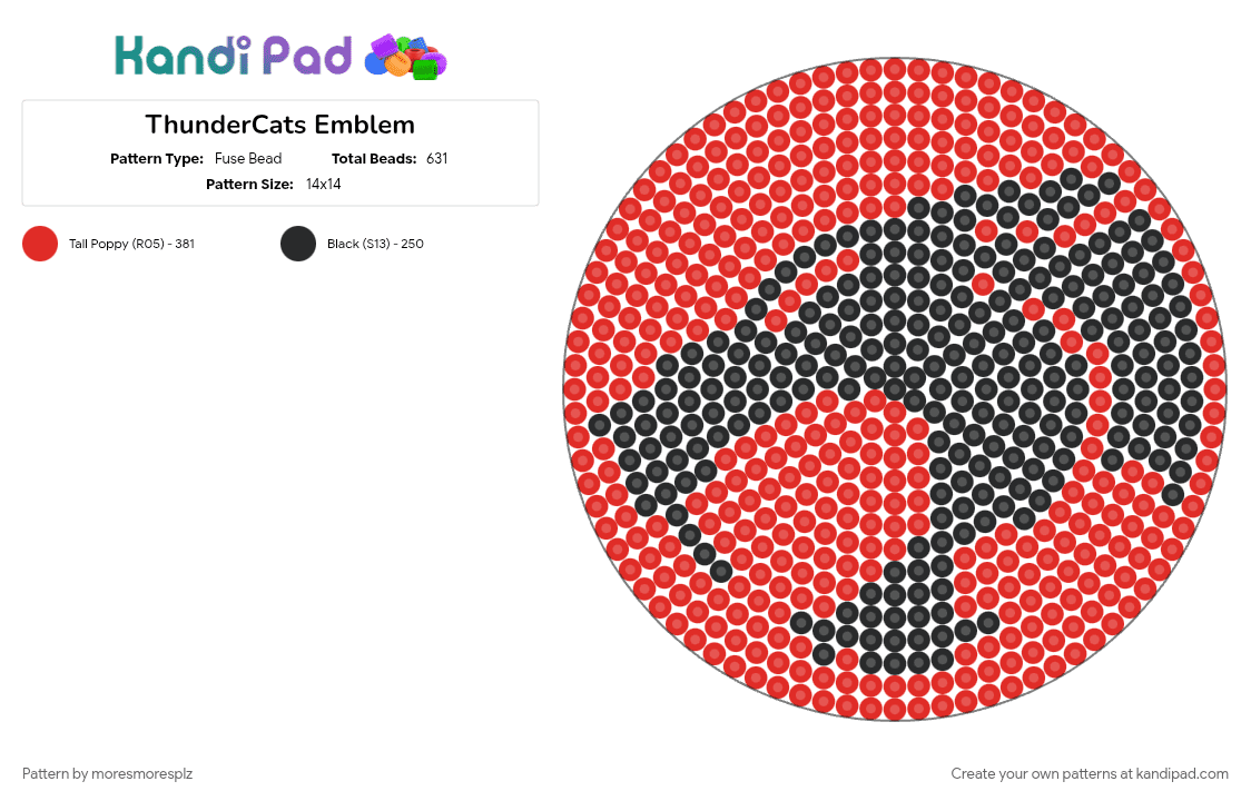 ThunderCats Emblem - Fuse Bead Pattern by moresmoresplz on Kandi Pad - black, cotdvintagetoys, emblem, red, symbol, thundercats, tv show