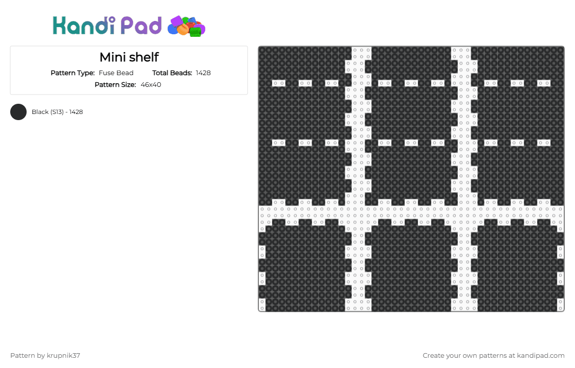Mini shelf - Fuse Bead Pattern by krupnik37 on Kandi Pad - black