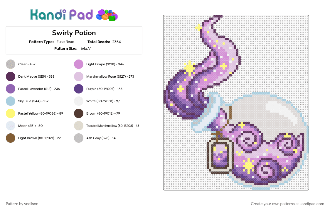 Swirly Potion - Fuse Bead Pattern by vneilson on Kandi Pad - beige, pink
