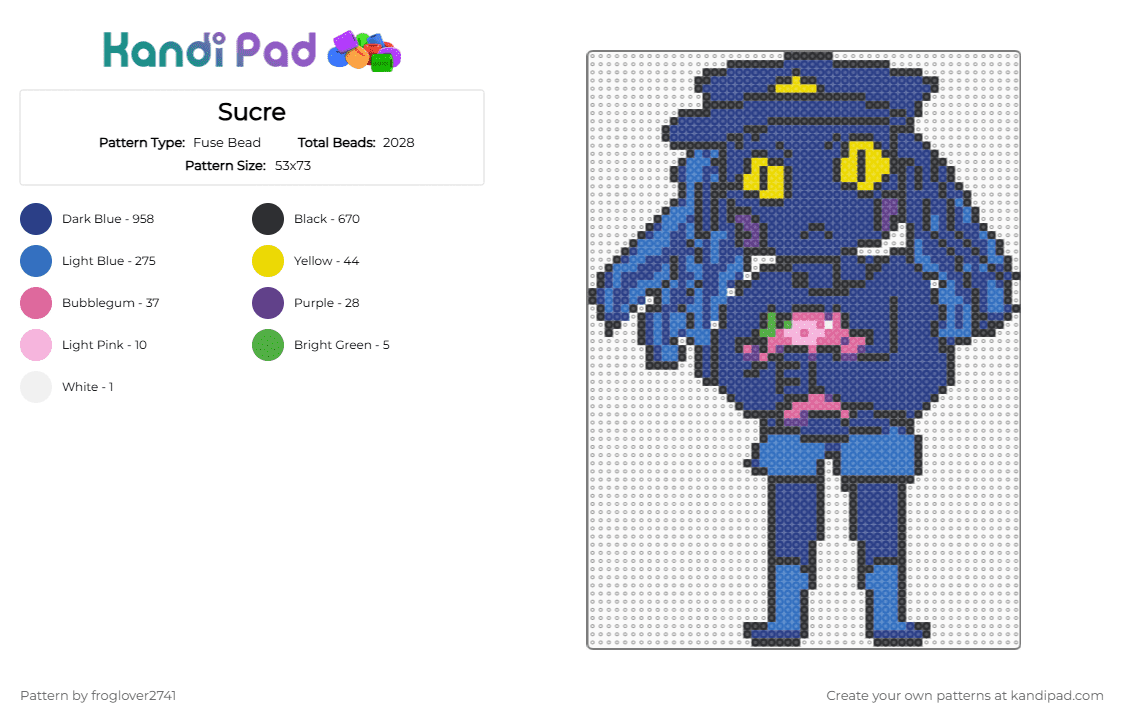 Sucre - Fuse Bead Pattern by froglover2741 on Kandi Pad - blue