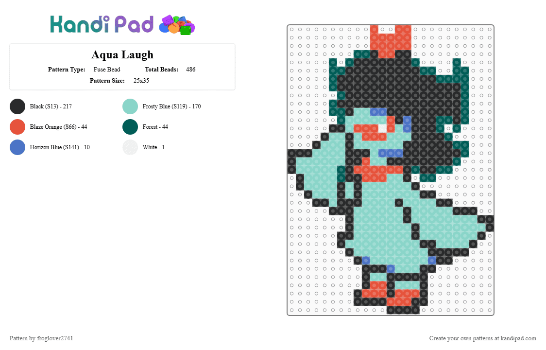 Aqua Laugh - Fuse Bead Pattern by froglover2741 on Kandi Pad - light blue