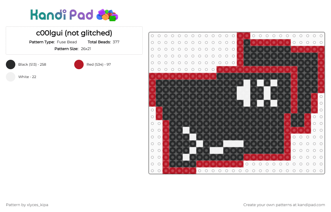 c00lgui (not glitched) - Fuse Bead Pattern by xlyces_kipa on Kandi Pad - black, red