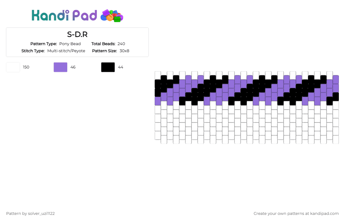 S-D.R - Pony Bead Pattern by solver_uzi1122 on Kandi Pad - white