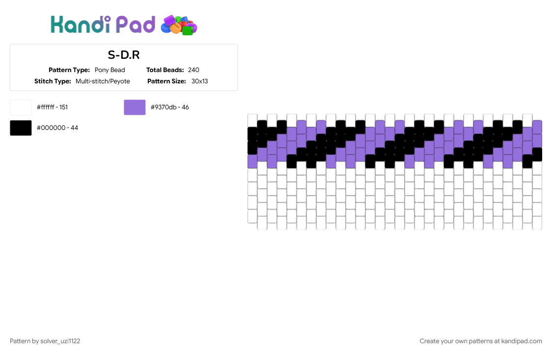 S-D.R - Pony Bead Pattern by solver_uzi1122 on Kandi Pad - white