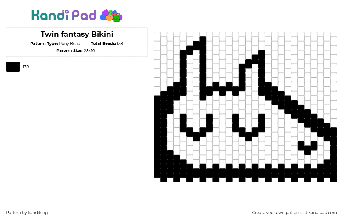 Twin fantasy Bikini - Pony Bead Pattern by kandiking on Kandi Pad - carseat headrest,album,band,music,bikini,outline,black