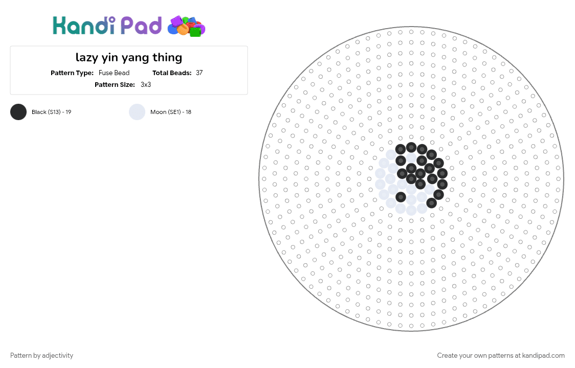 lazy yin yang thing - Fuse Bead Pattern by adjectivity on Kandi Pad - 