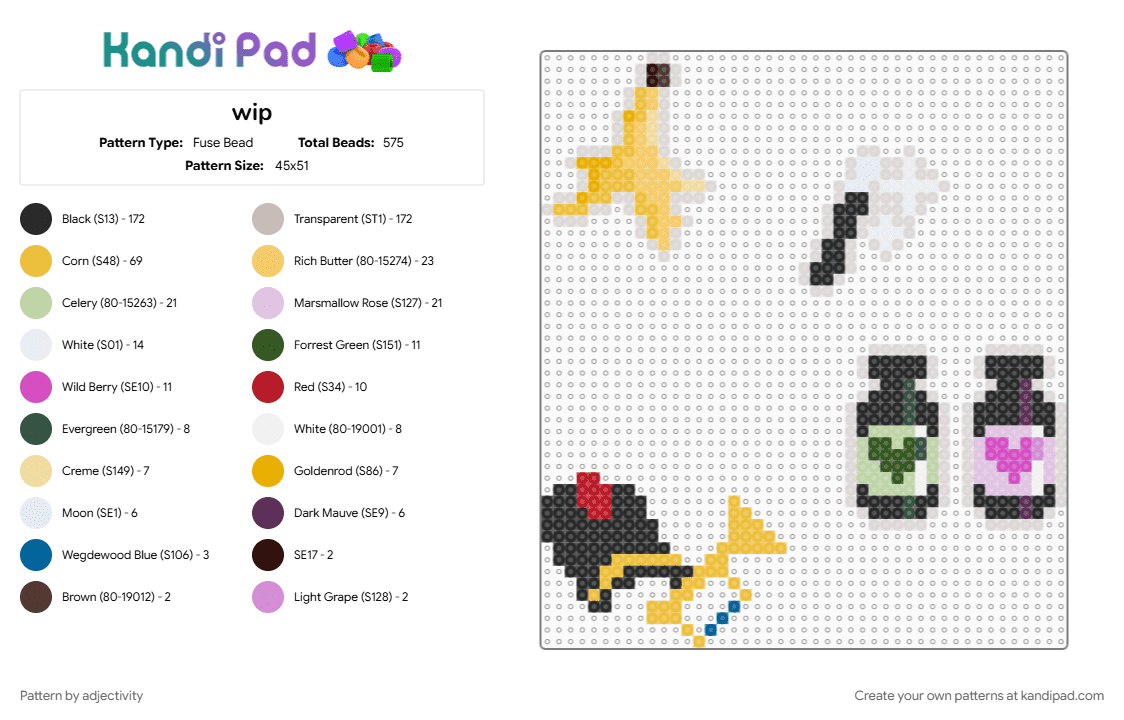 wip - Fuse Bead Pattern by adjectivity on Kandi Pad - beige, pink, yellow