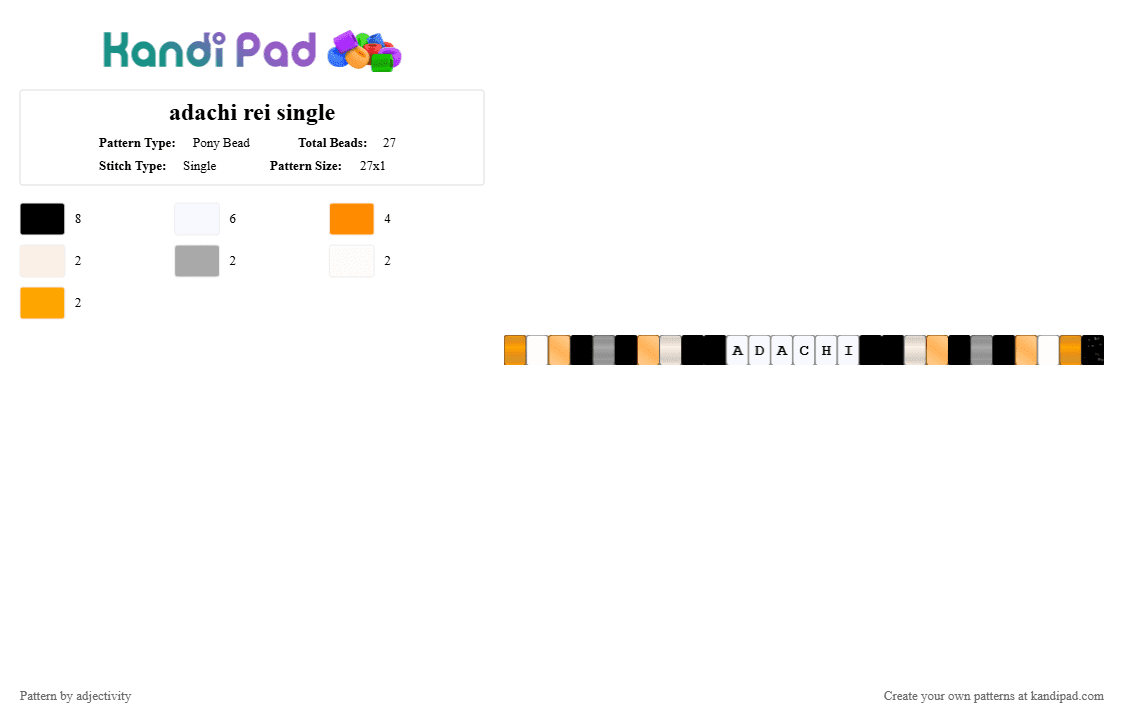 adachi rei single - Pony Bead Pattern by adjectivity on Kandi Pad - adachi rei, orange, utau, utauloid, vocaloid