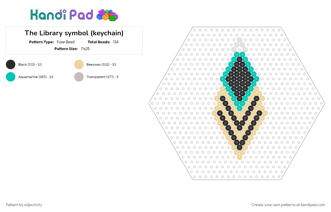 The Library symbol (keychain) - Fuse Bead Pattern by adjectivity on Kandi Pad - beige, keychain, library of ruina, limbus company, lobotomy corporation, project moon, teal