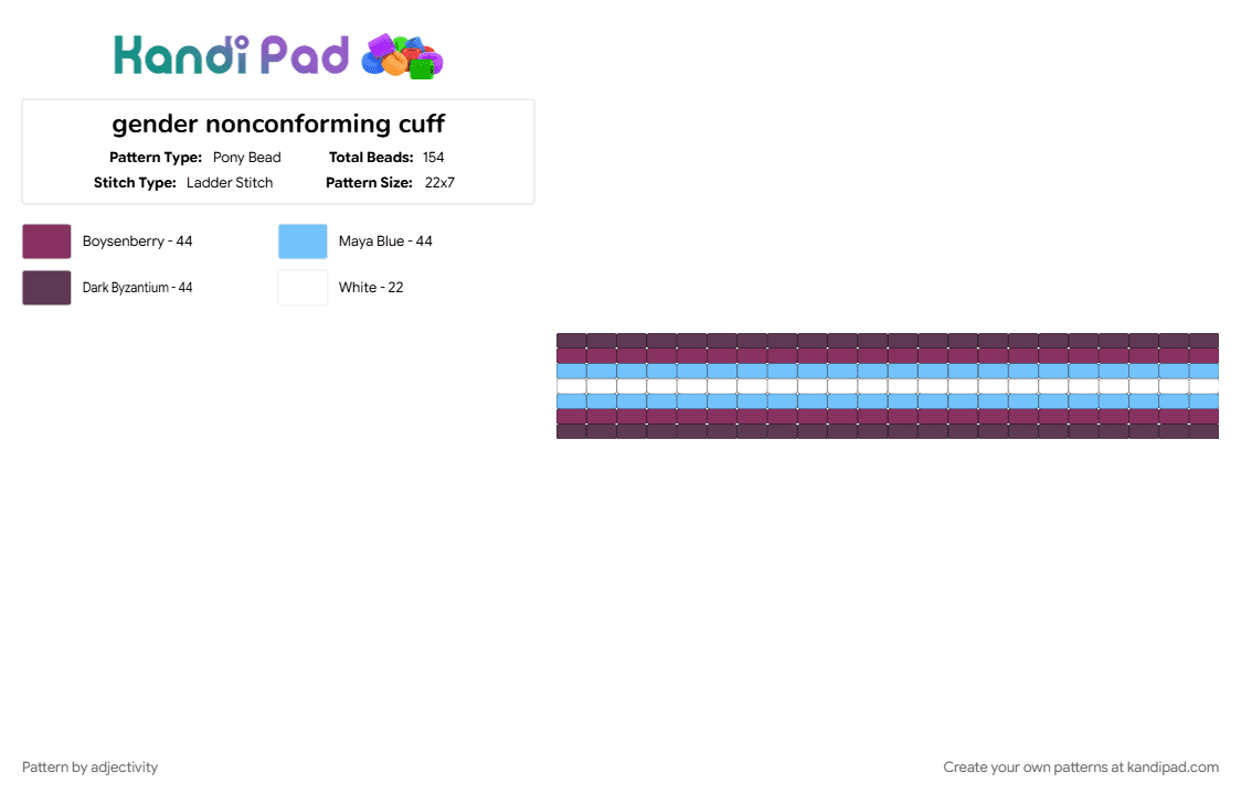 gender nonconforming cuff - Pony Bead Pattern by adjectivity on Kandi Pad - gender nonconforming, gender nonconformity, pride, pride cuff, pride flag