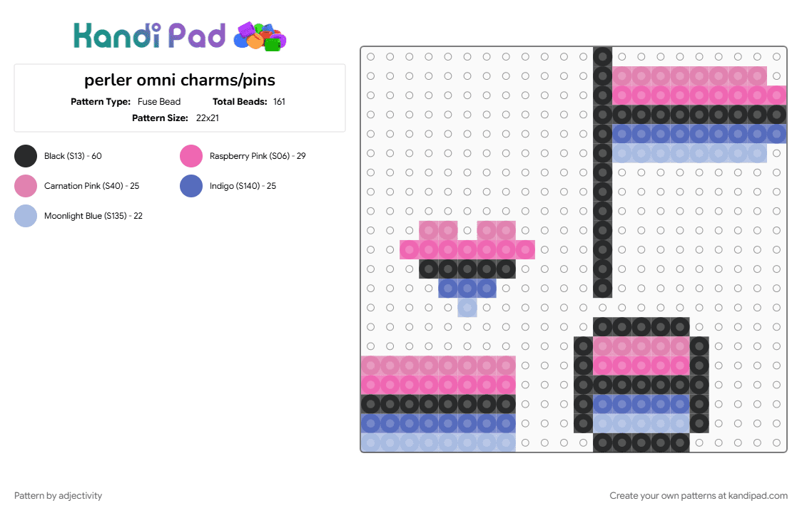 perler omni charms/pins - Fuse Bead Pattern by adjectivity on Kandi Pad - omni pride, omnisexual, omnisexual flag, pink, pride, pride month